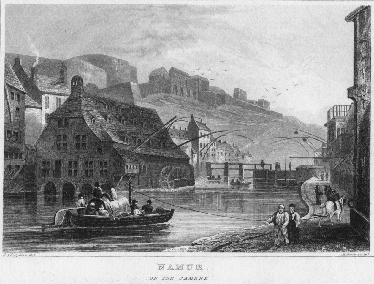 Namur. På Sambre, 1850 av R. Brice
