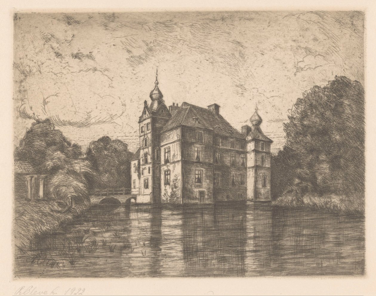 Castle De Cannenburgh (original tittel på objekt) av R. Cleve (signed by artist)