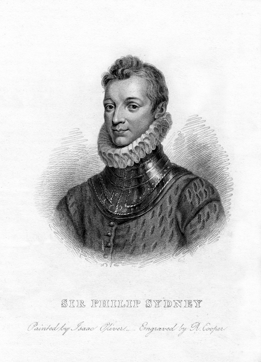 Sir Philip Sidney , engelsk poet, hoffmann og soldat, 1800-tallet av R. Cooper