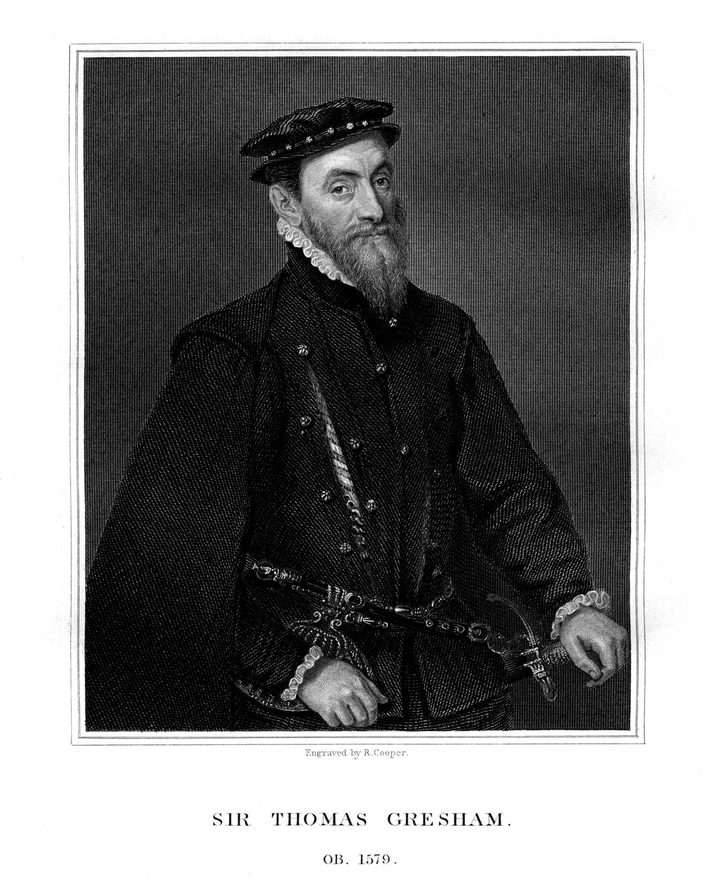 Sir Thomas Gresham, engelsk kjøpmann og finansmann, 1823. av R. Cooper