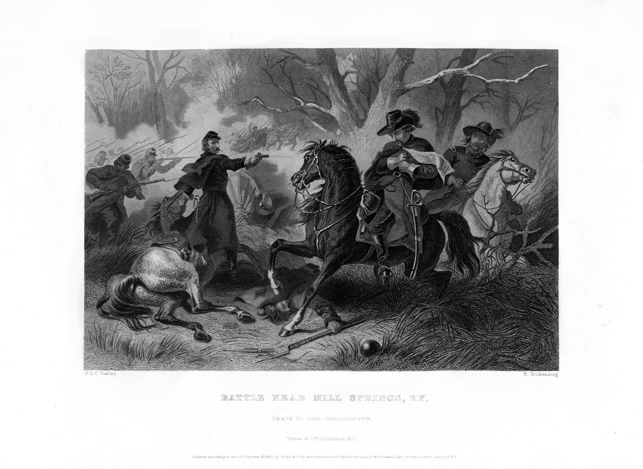 General Felix Zollicoffers død, slaget ved Mill Springs, Kentucky, 19. januar 1862, 1862-1867. av R. Dudensing