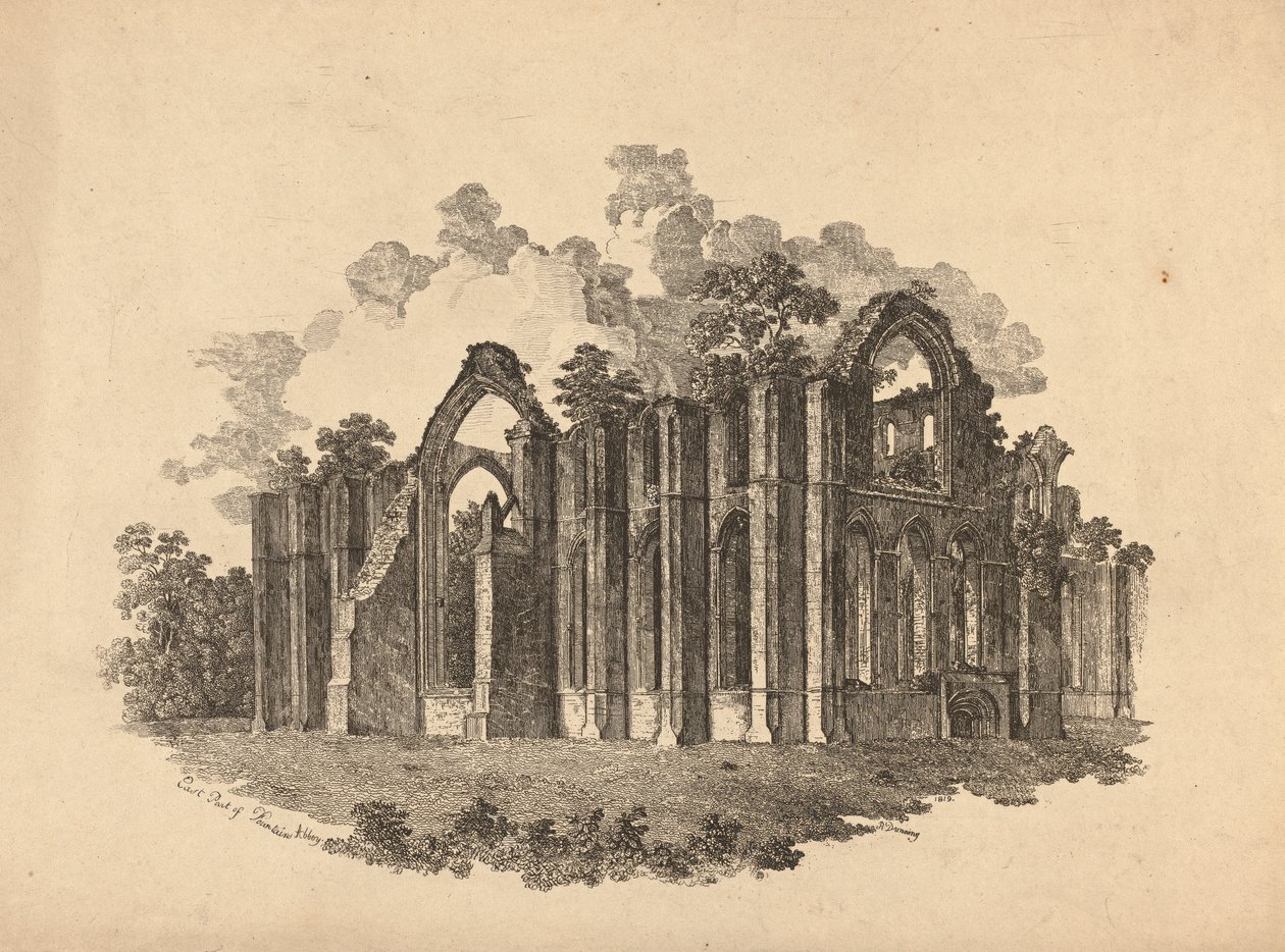 Den østlige delen av Fountains Abbey av R. Dunning