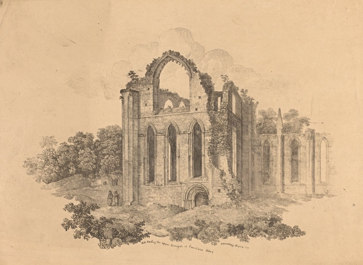 NE Enden av Upper Transept ved Fountains Abbey av R. Dunning