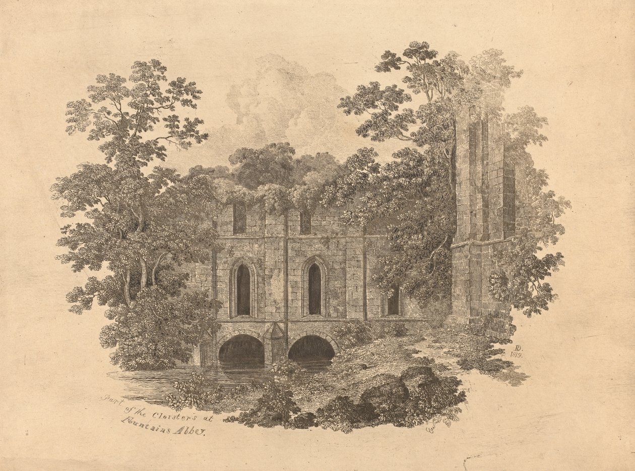 En del av Cloisters at Fountains Abbey av R. Dunning