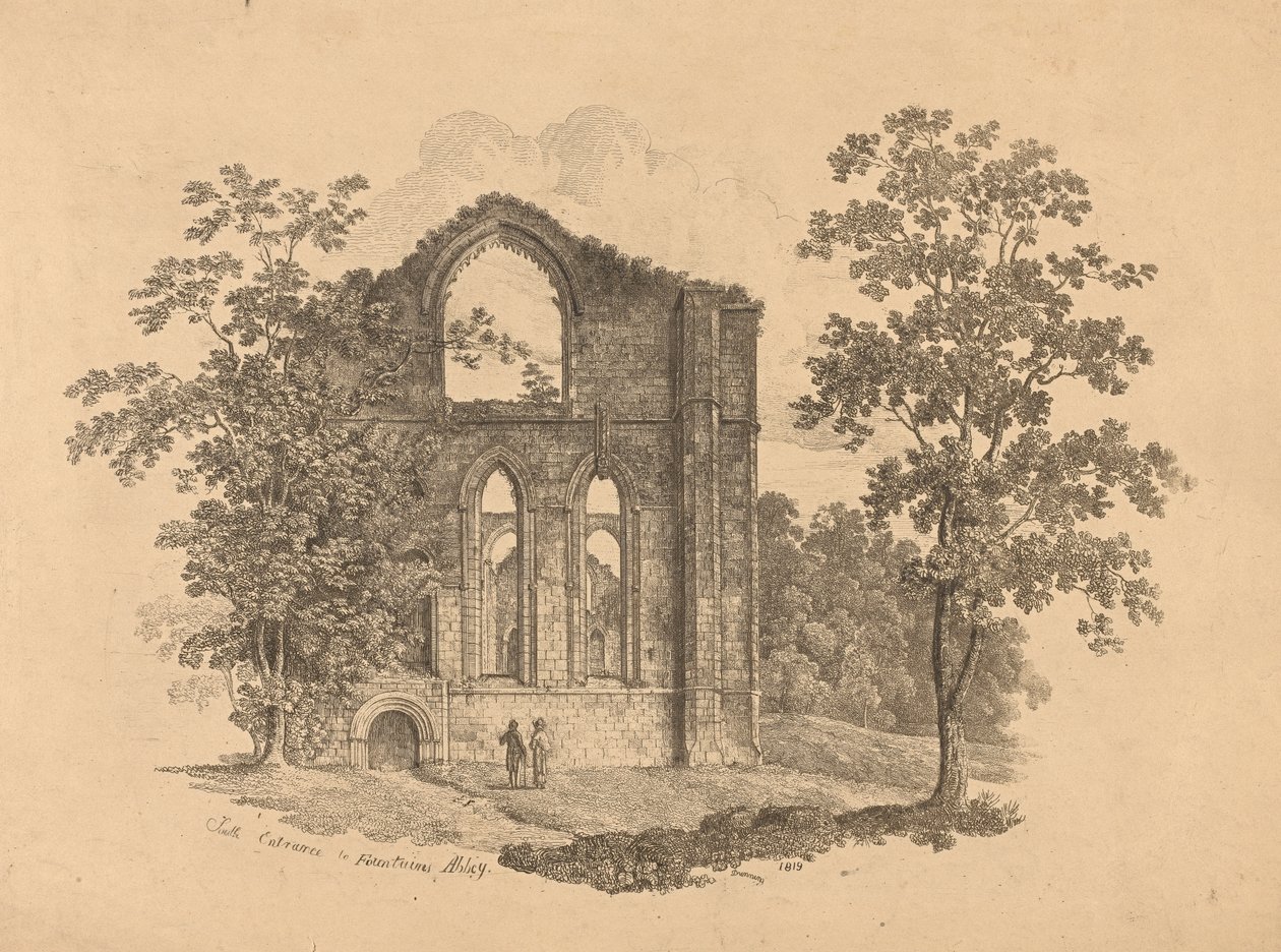 Sørinngang til Fountains Abbey av R. Dunning