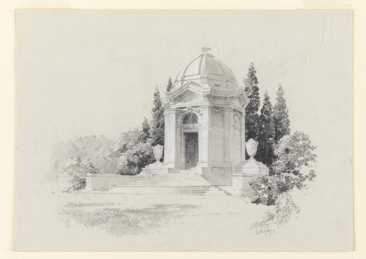 Gjengivelse av et mausoleum av R. E.