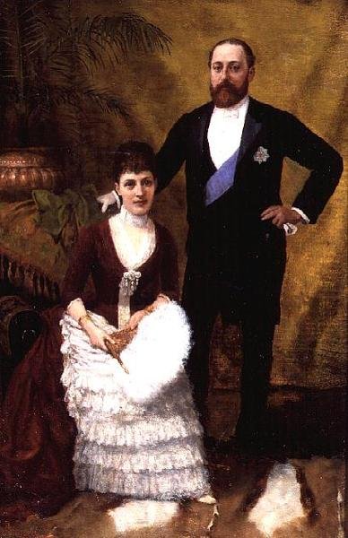 Kong Edward VII (1841-1910) og hans kone dronning Alexandra (1844-1925) 1887 (olje på lerret) av R. Forester