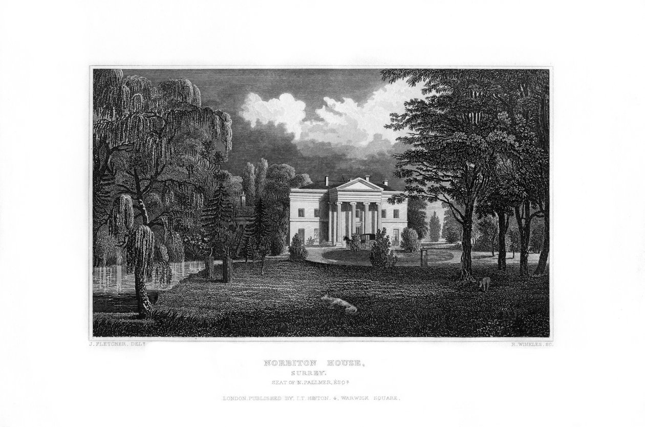 Norbiton House, Kingston upon Thames, Surrey, 1829. av R. Winkles
