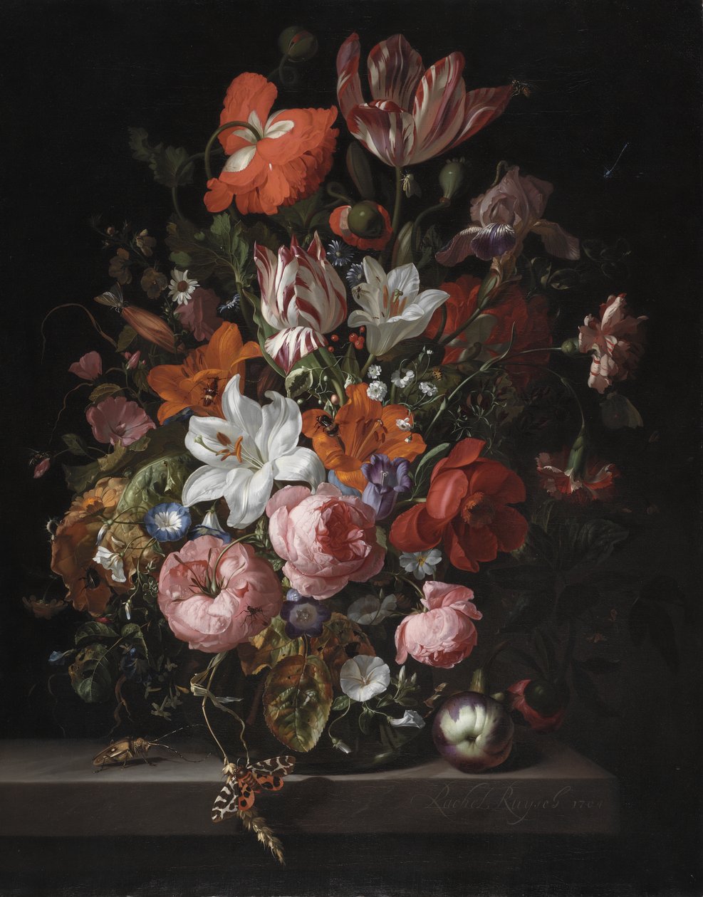Blomster i en glassvase, 1704 av Rachel Ruysch