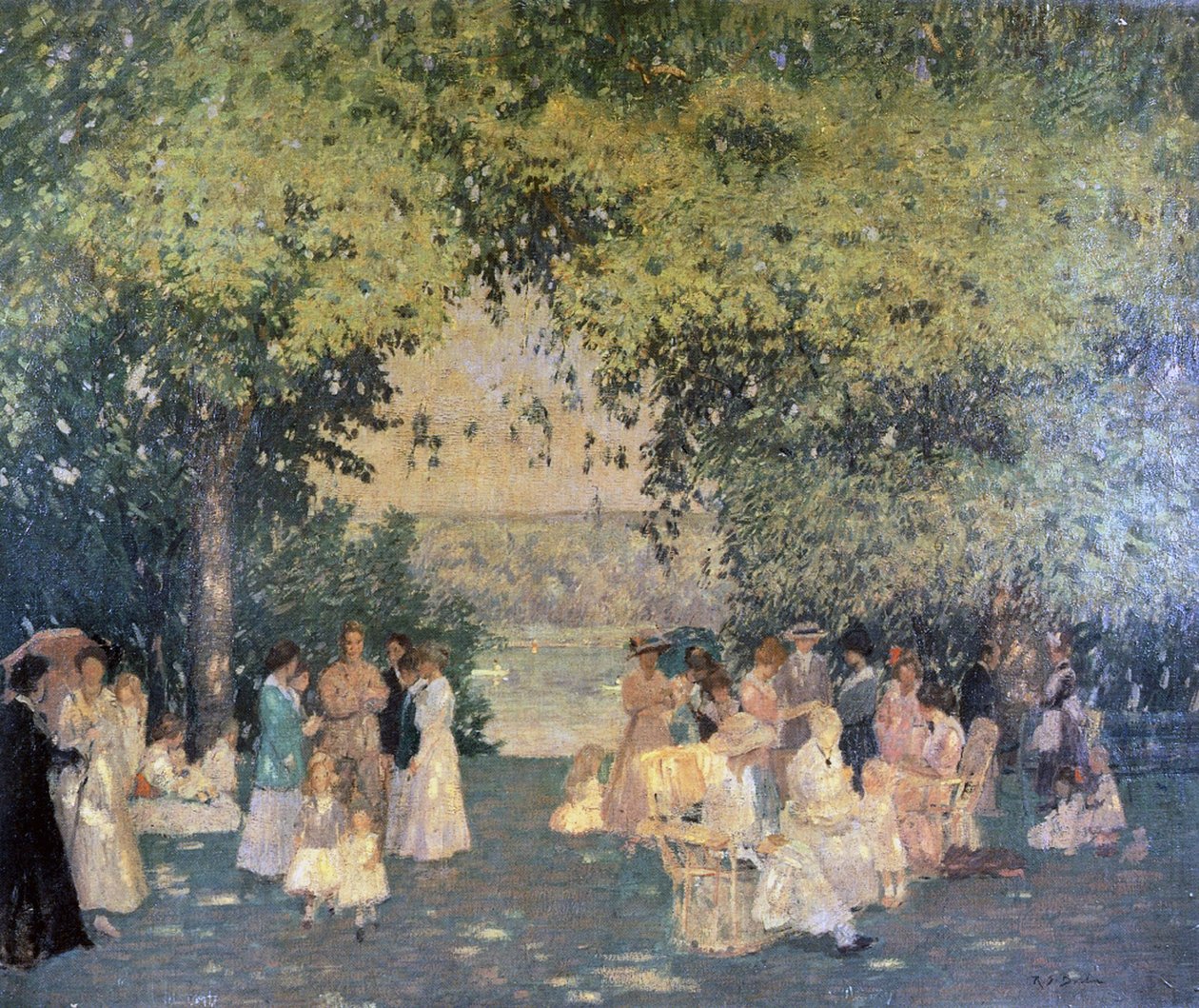 A Summer Gathering, 1920 olje på lerret av Rae Sloan Bredin