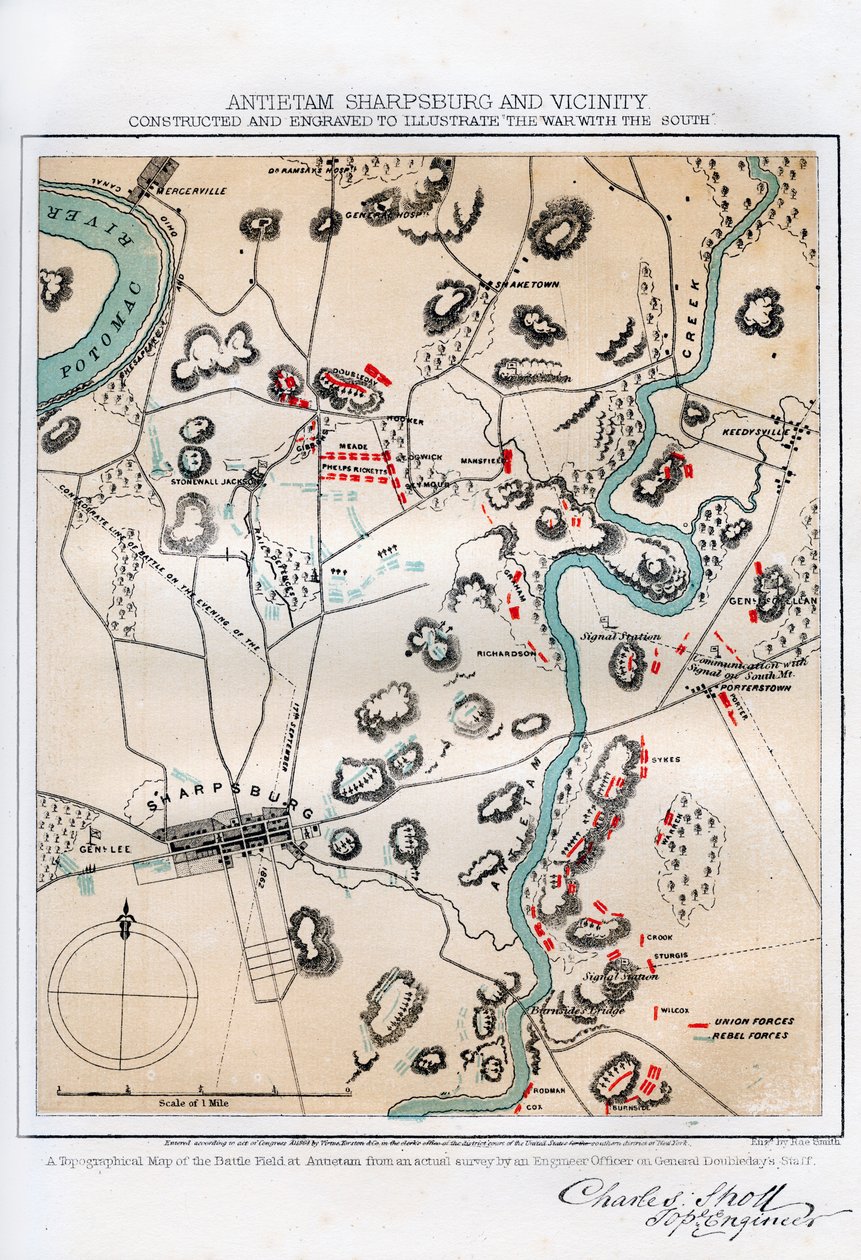 Kart over Antietam, Sharpsburg og omegn, Maryland, 1862 1862-1867. av Rae Smith