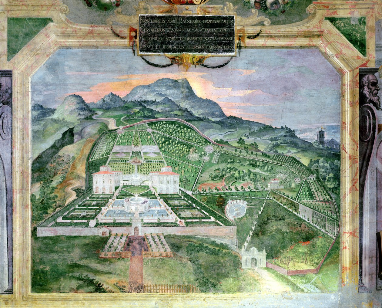 Villa Lante, freskomaleri i Loggia, ca. 1574-76 av Raffaellino da Reggio