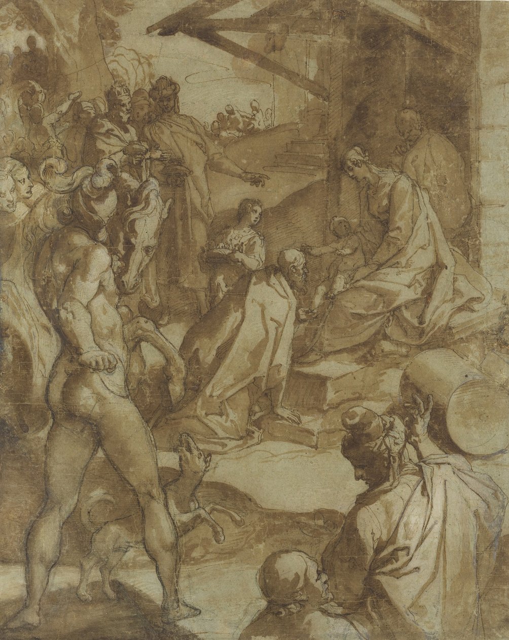 The Adoration of the Magi, 1550-78. av Raffaellino da Reggio