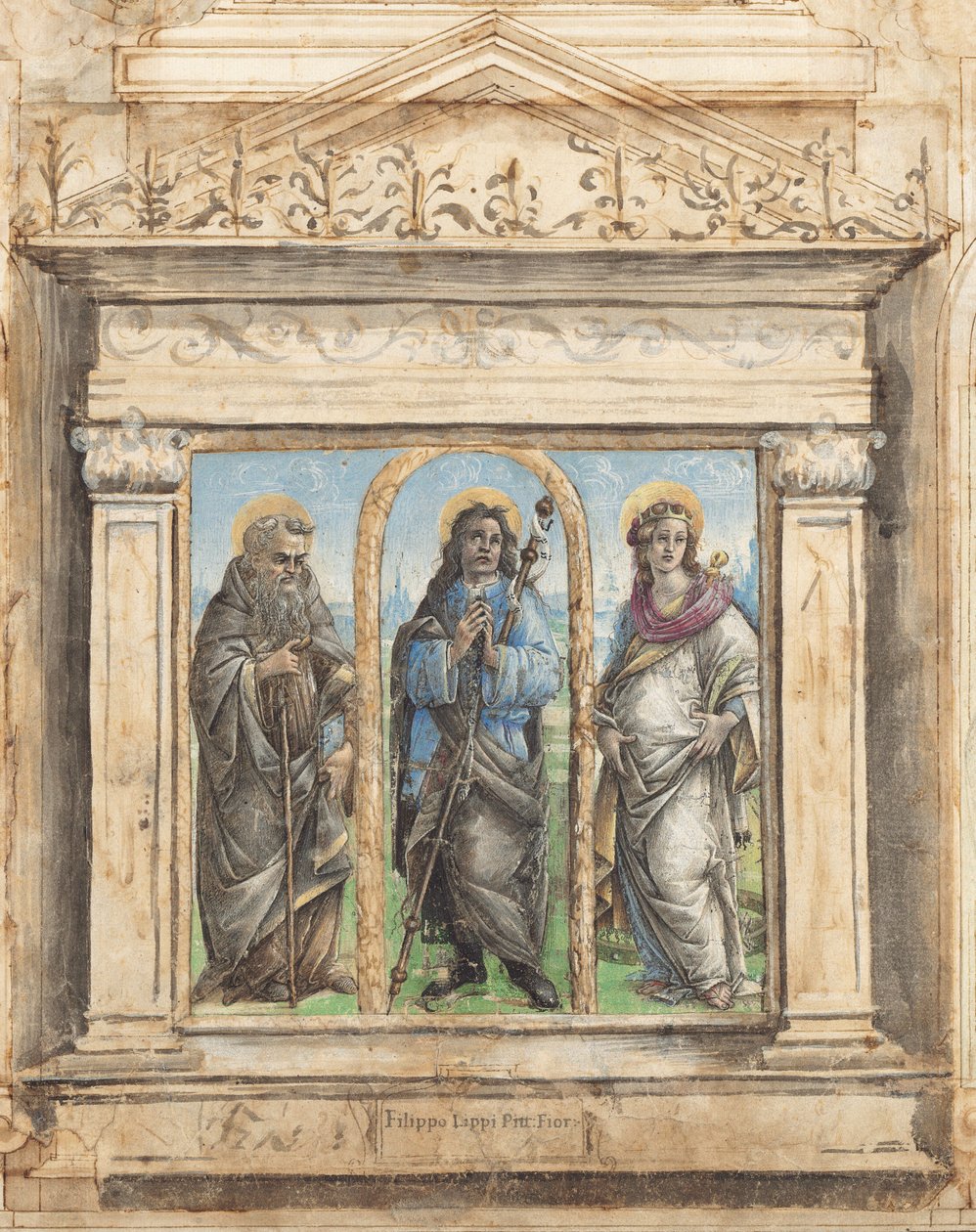 Saint Roch mellom Saints Anthony Abbed og Catherine of Alexandria av Raffaellino del Garbo
