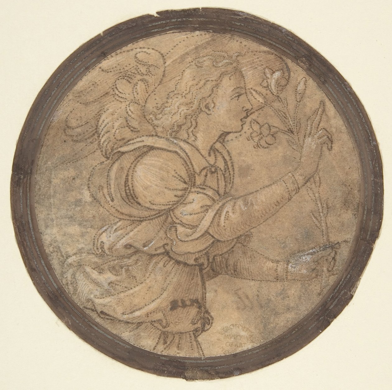 Bebudelsens engel tegneserie for et broderi, 1466-1524. av Raffaellino del Garbo