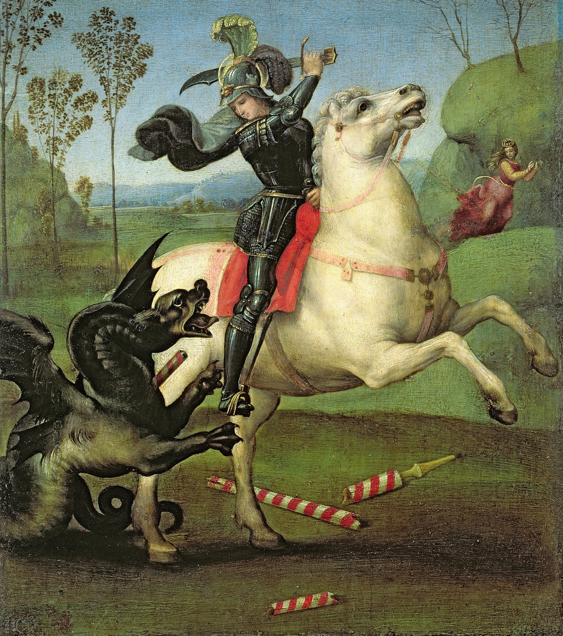 St. George Struggling with the Dragon, ca. 1503-05 (se også 95727) av Raffaello Sanzio Raphael