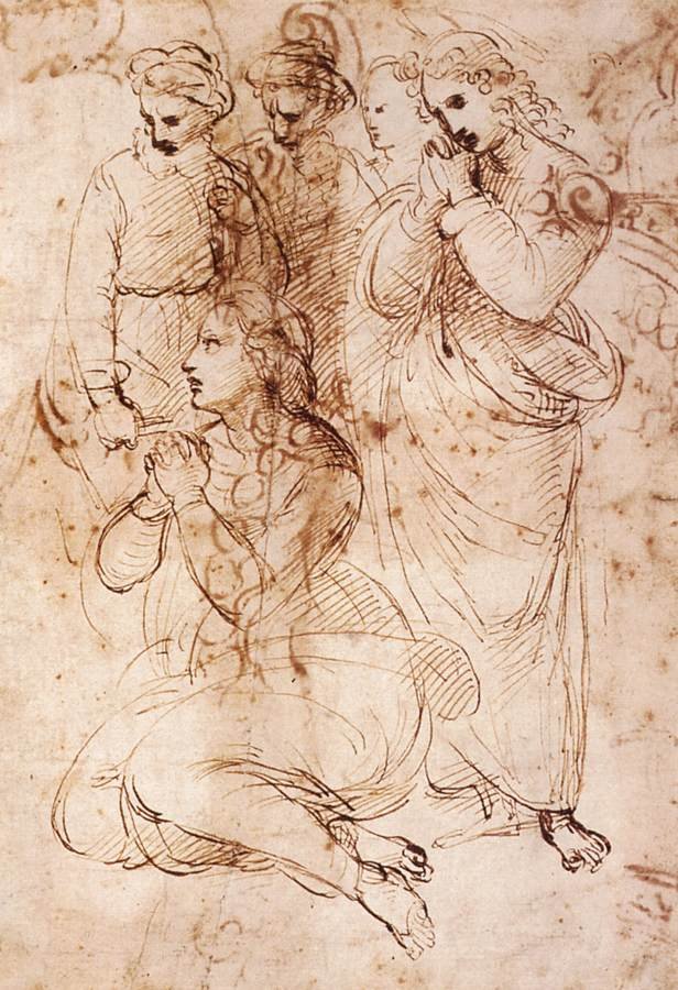 Studie av sorgfigurer av Raffaello Sanzio Raphael