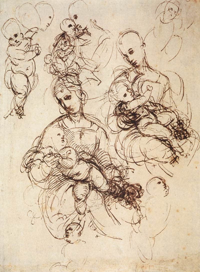 Studier for Madonna og barn av Raffaello Sanzio Raphael