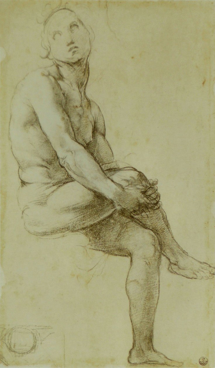 Sittende nakenstudie av Raffaello Sanzio Raphael