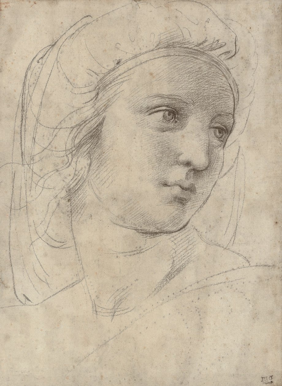 Hodet til en musa av Raffaello Sanzio Raphael
