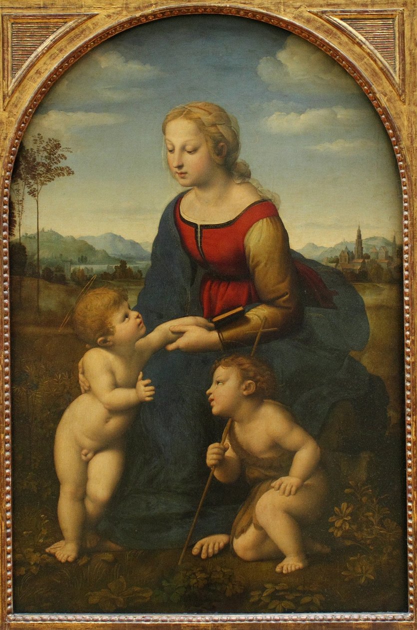 Madonna og barn med døperen Johannes La belle jardinière av Raffaello Sanzio Raphael