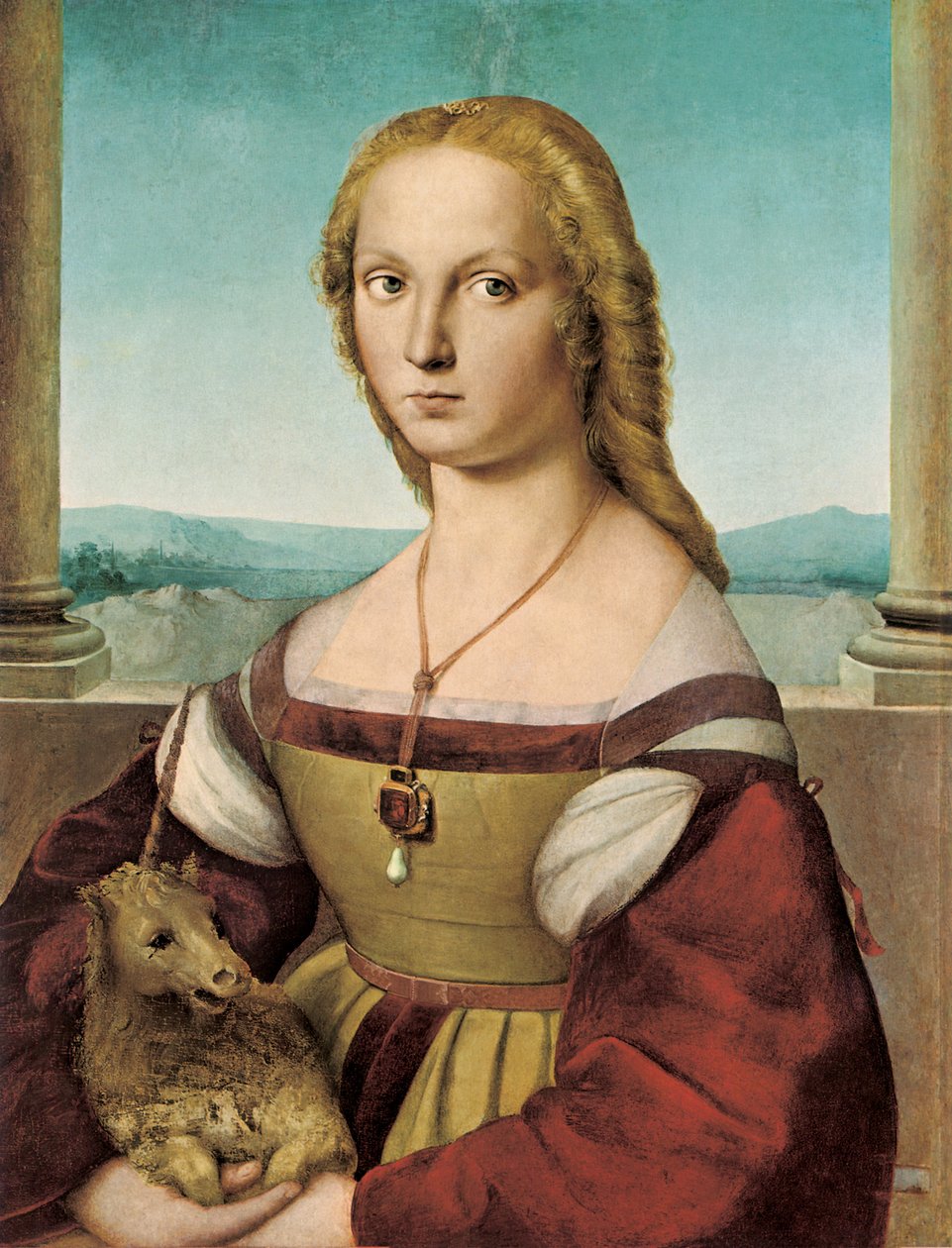 Portrett av en ung dame med en enhjørning, 1505-1506 av Raffaello Sanzio Raphael