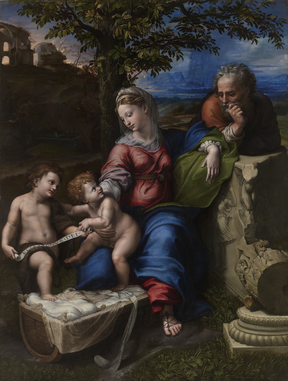 Den hellige familie under et eik, ca 1518 av Raffaello Sanzio Raphael