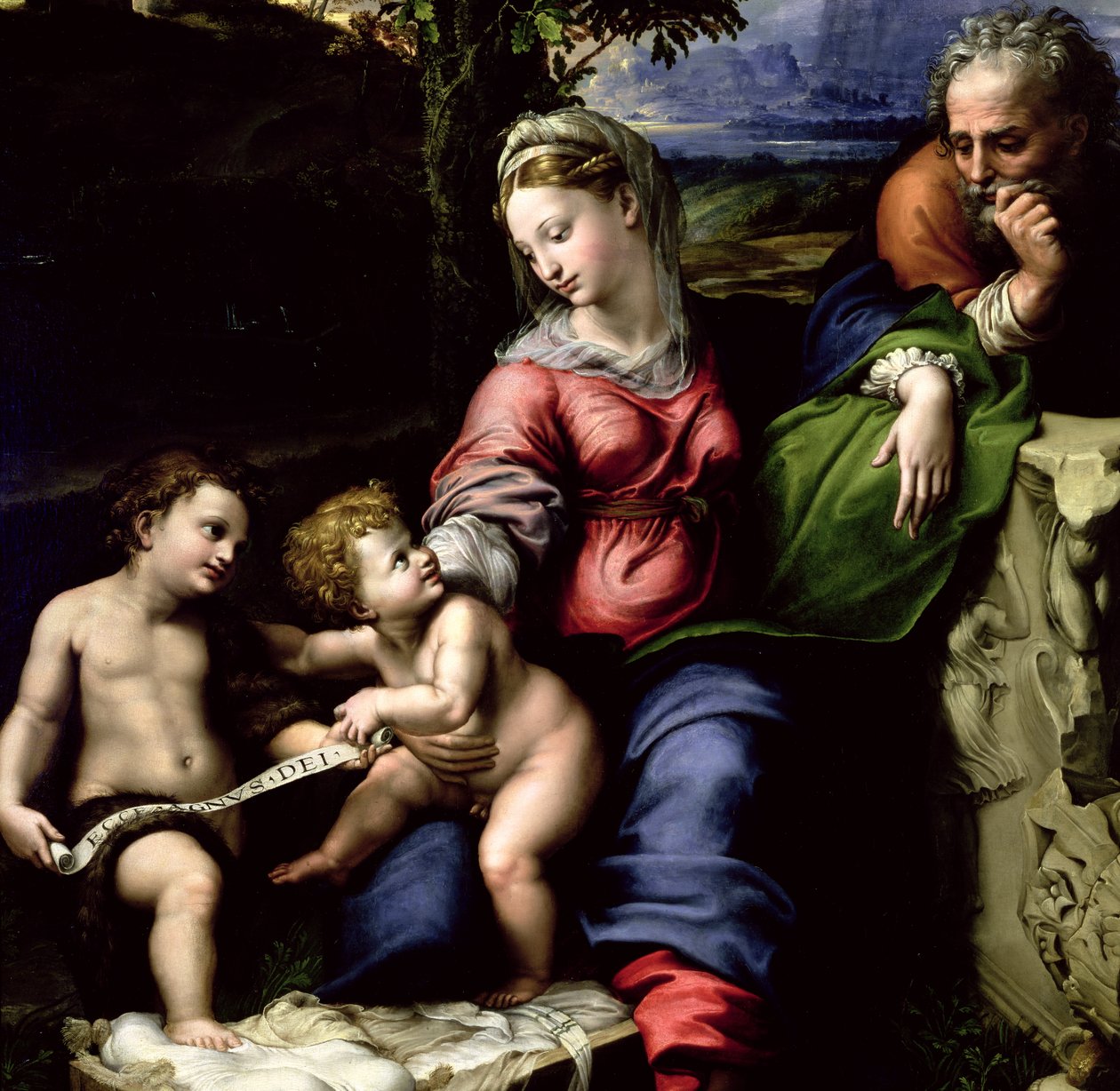 The Holy Family of the Oak Tree, ca. 1518 (detalj av 56298) av Raffaello Sanzio Raphael
