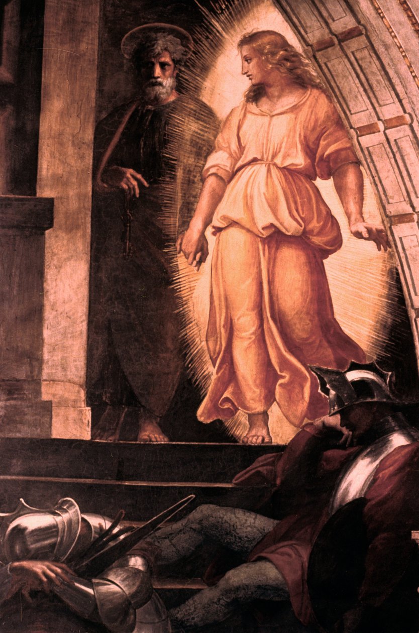 The Liberation of St Peter detalj, 1514 av Raffaello Sanzio Raphael