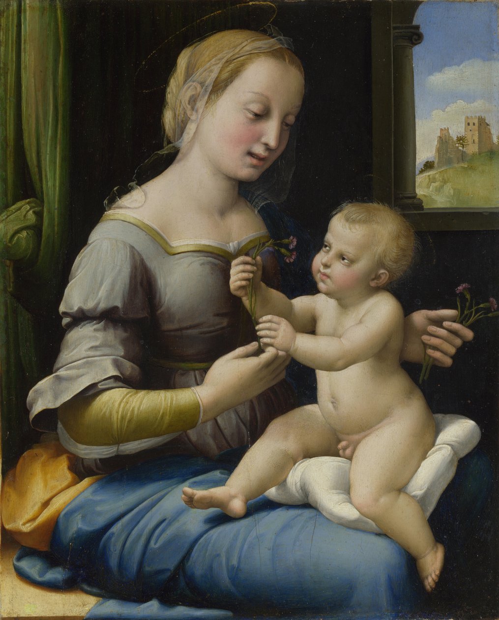 The Madonna of the Pinks The Madonna of the Carnations, ca 1506-1507 av Raffaello Sanzio Raphael