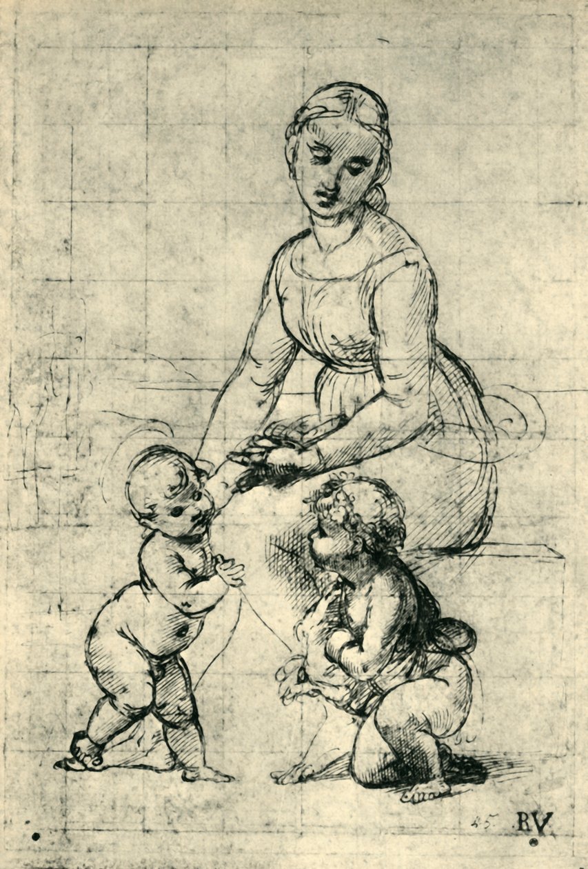 Madonnaen, Kristusbarnet og Johannes, 1507, 1943. av Raffaello Sanzio Raphael
