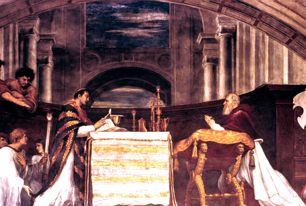 Messen ved Bolsena detalj, 1512 av Raffaello Sanzio Raphael