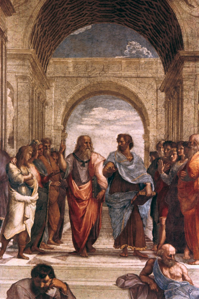 Skolen i Athen, detalj av Platon og Aristoteles, 1508-1511 av Raffaello Sanzio Raphael