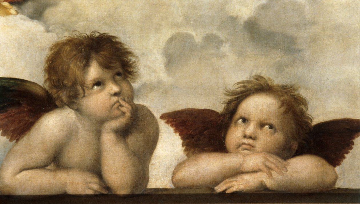 Den sixtinske madonna-detaljen av Raffaello Sanzio Raphael