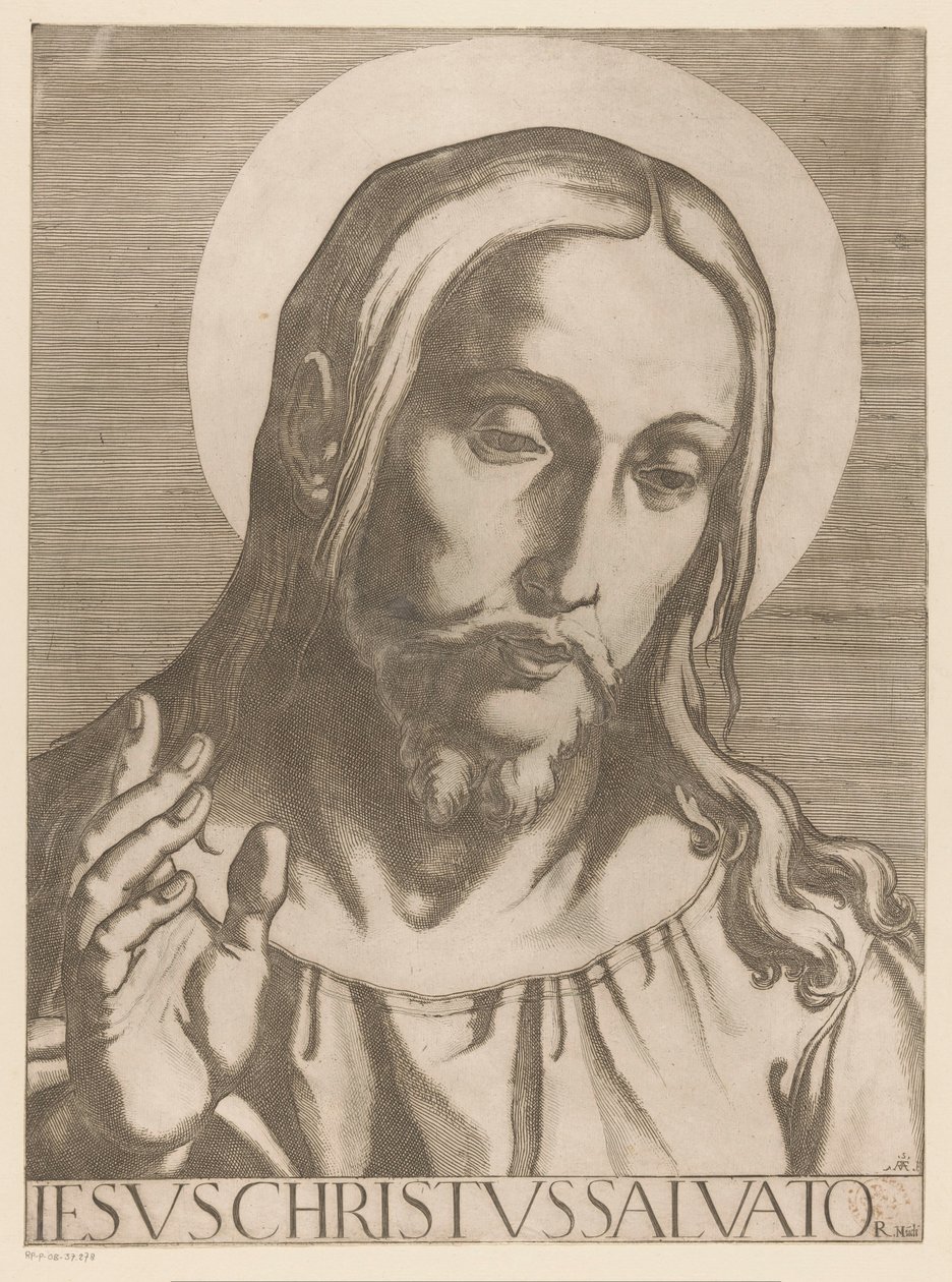 Kristus Jesus Christ Salvator Mudi (tittel på objekt) Kristus, Maria og de tolv apostelen (serietittel) The Sacred Apostolic College (serietittel) av Raffaello Schiaminossi