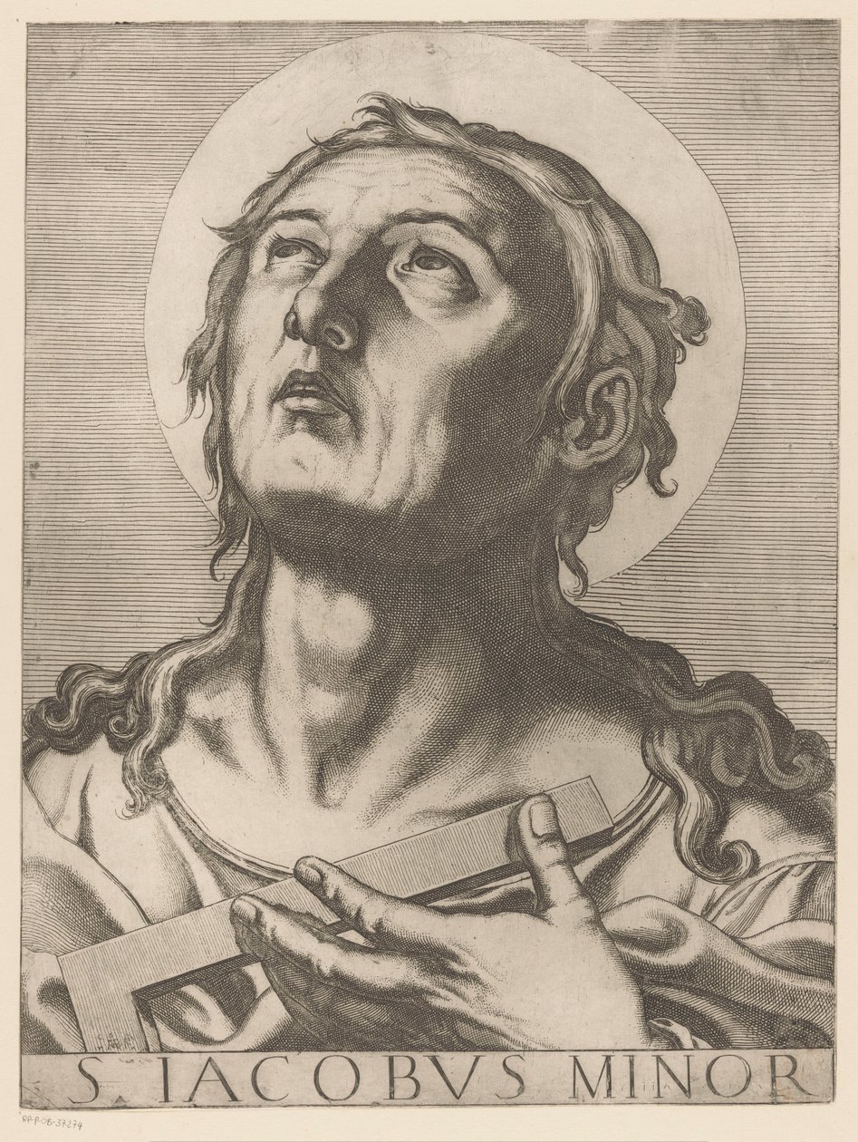 Heilige Jakobus de Mindere St. Jakob den mindre (tittel på objekt) Kristus, Maria og de tolv apostelen (serietittel) The Sacred Apostolic College (serietittel) av Raffaello Schiaminossi