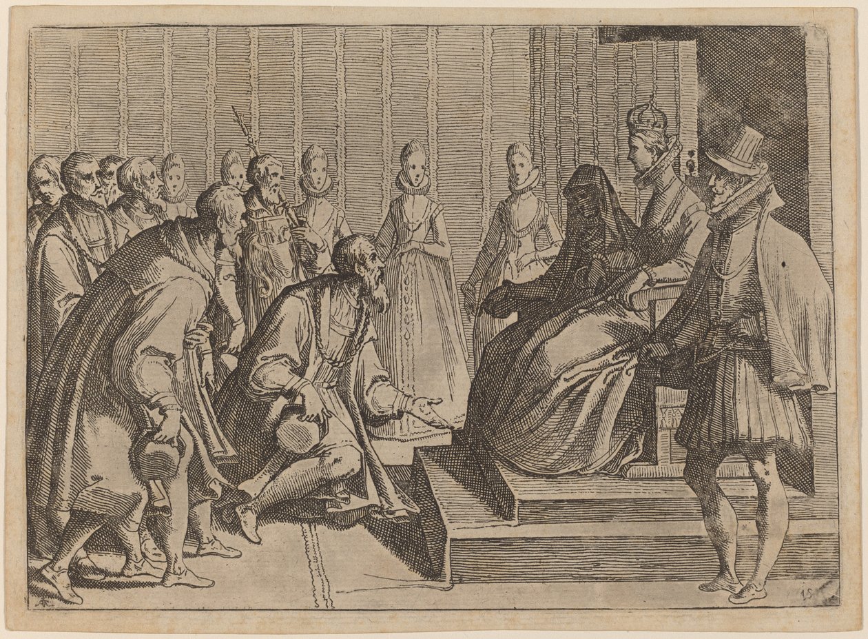 Margaret av Østerrike gir publikum til en adelsmann av Raffaello Schiaminossi