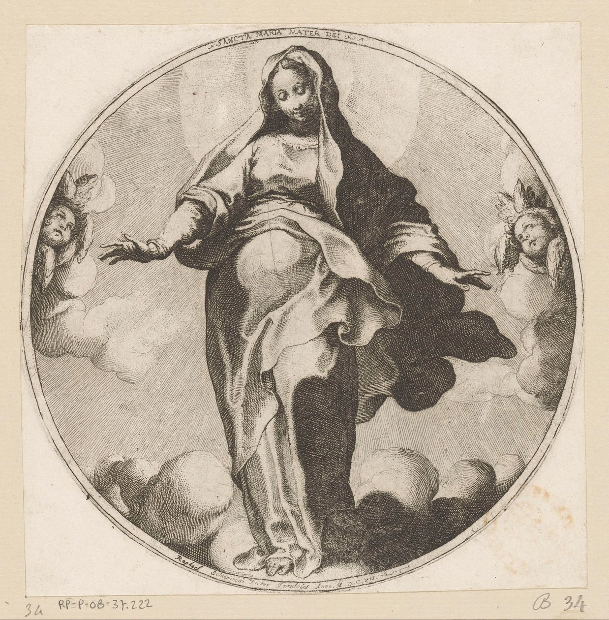 Mary i skyene Sancta Maria Mater Dei (tittel på objekt) av Raffaello Schiaminossi