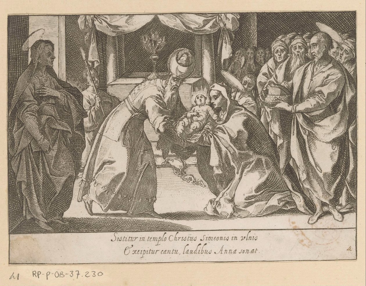 Presentatie van Christus in de tempel Vijftien Mysteries van de Rozenkrans (serietittel) Femten Mysteries of the Rosenkrans of the Blessed Virgin Mary (serietittel) av Raffaello Schiaminossi