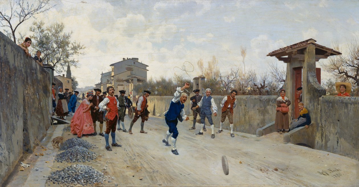 Spill av ruzzola av Raffaello Sorbi