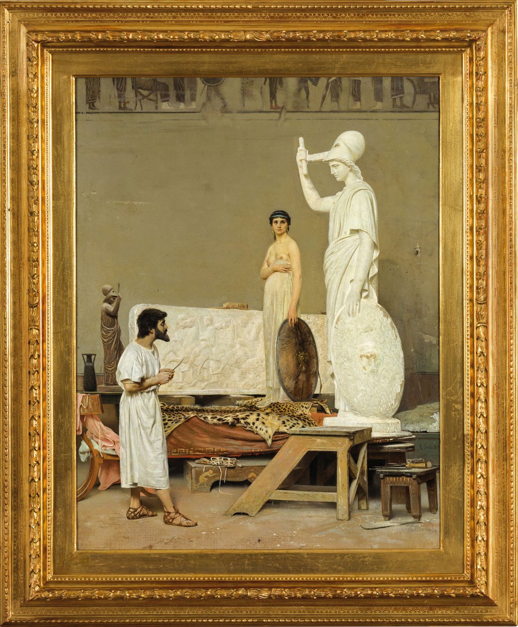 Phidias jobber med statuen sin av Minerva, 1869. av Raffaello Sorbi