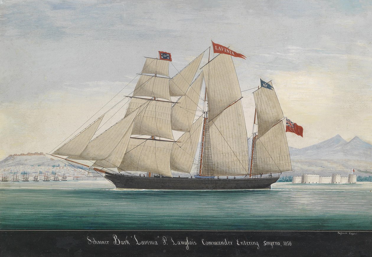 Schooner Bark Lavinia, P. Langlois Commander, som kom inn i Smyrna 1856 av Raffaelo Corsini
