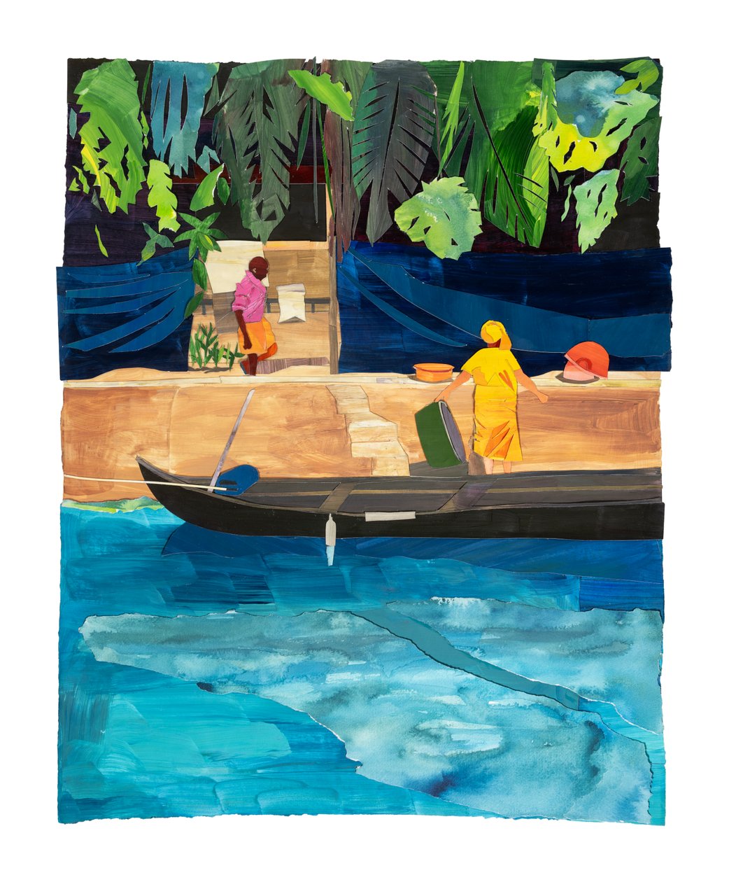 Kerala, 2025 (akryl og collage på papir) av Raina Goran