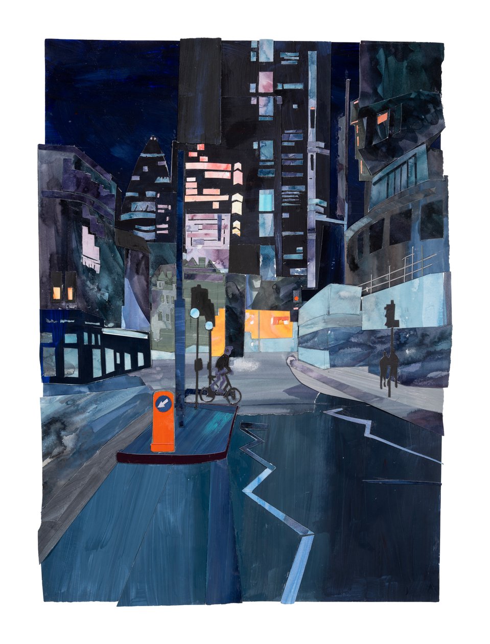Moorgate, 2024 (akryl og collage på papir) av Raina Goran