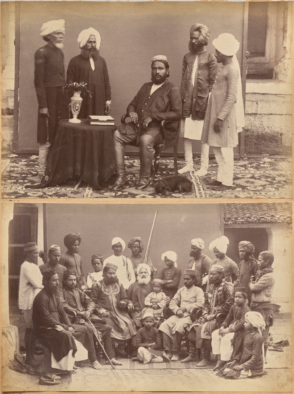 Ramkishore Singh, Rewa (recto, øverst); familien til Mowhri Rahman Alli Khan, Rewa (recto, nederst) av Raja Deen Dayal