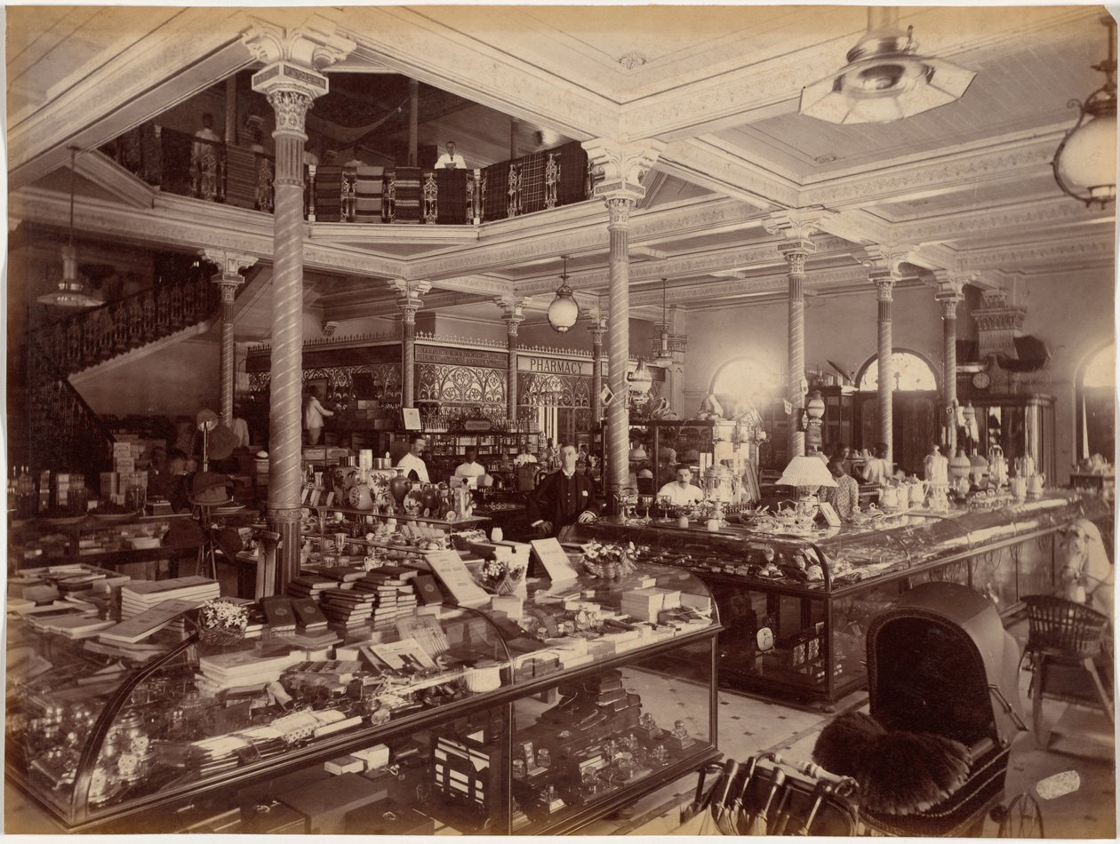 Treacher and Co.s butikk i fortet, Bombay av Raja Deen Dayal