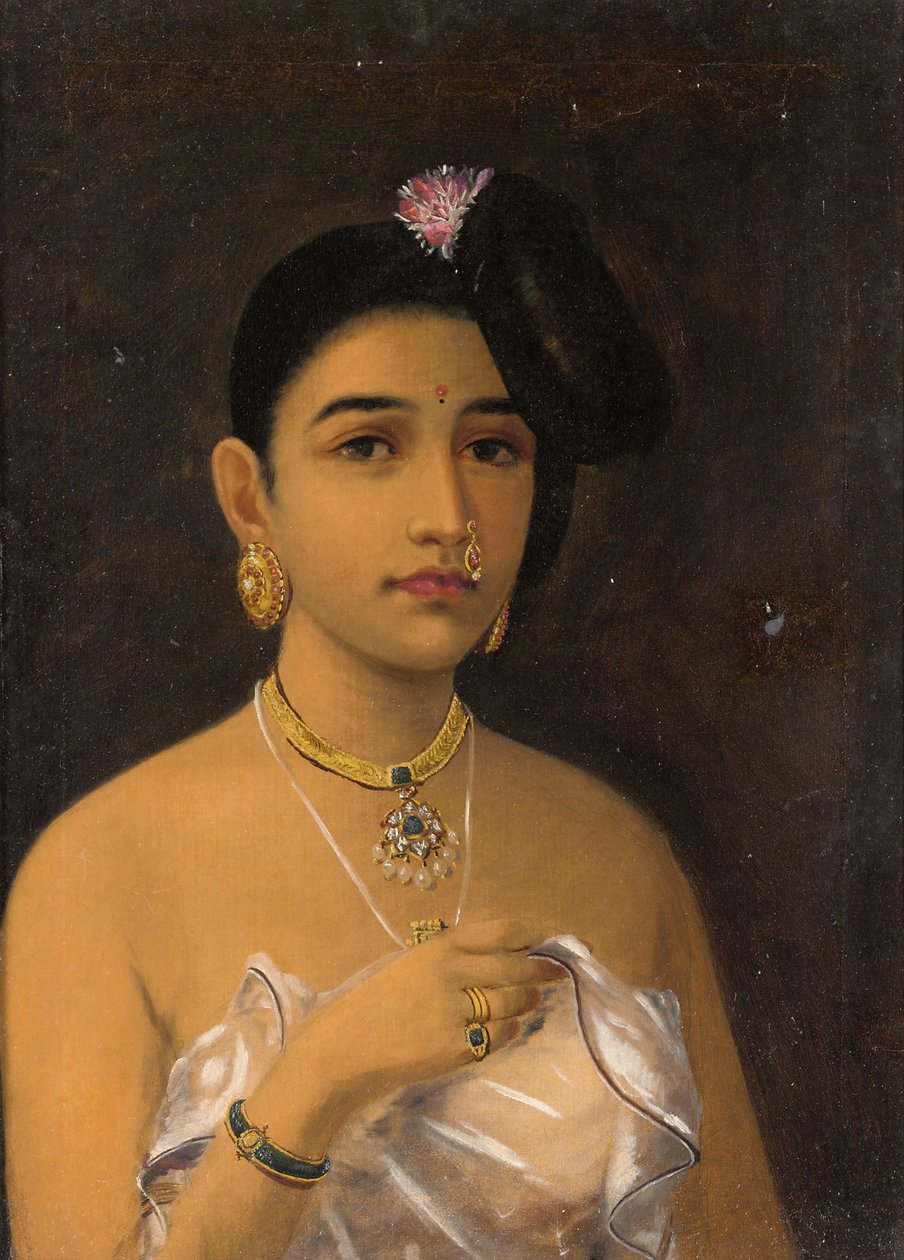 Maliyali Beauty (olje på lerret) av Raja Ravi Varma