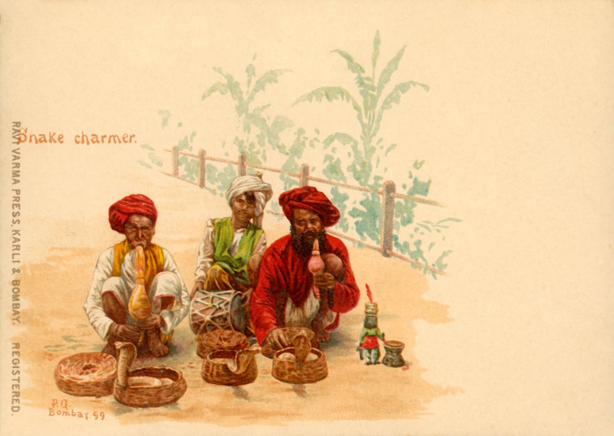 Slangebekjemper, 1899. av Raja Ravi Varma