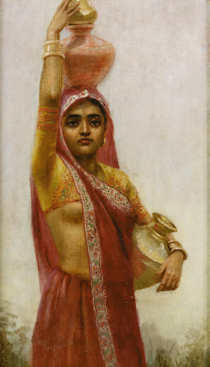 Village Belle (olje på lerret) av Raja Ravi Varma