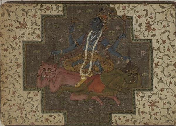 Folio 47.110/69 Vishnu dreper demonene Madhu og Katabh, fra 